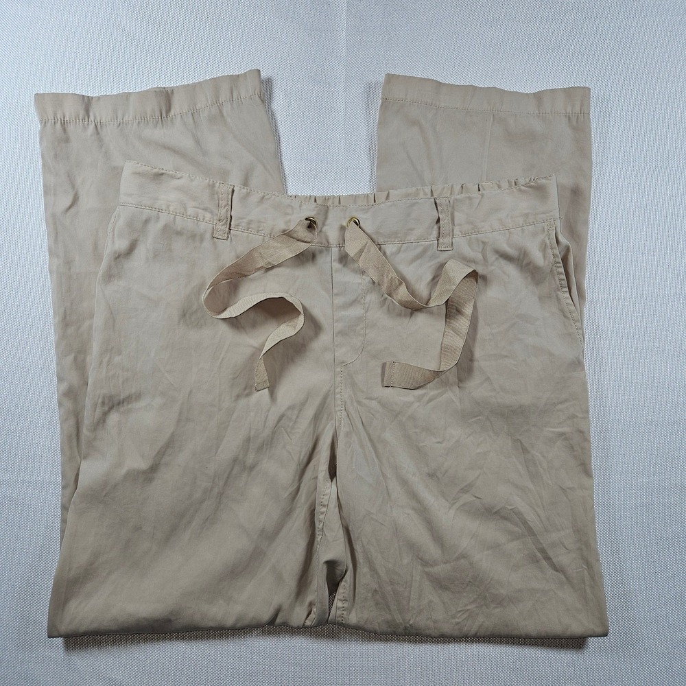 Dana Buchman Womens Beige Drawstring Waist Pants Size 12